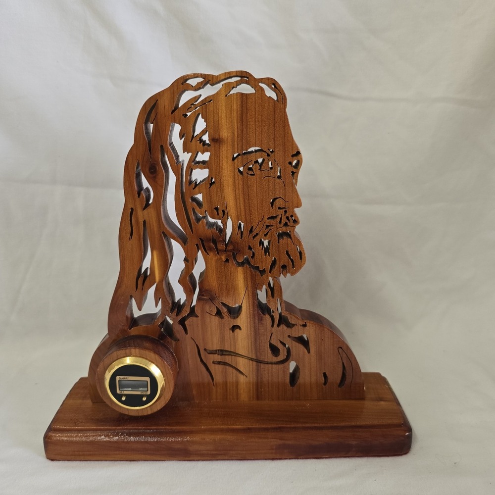 Jesus Clock Laser Cut Out Wood 8.75‎ Tall
